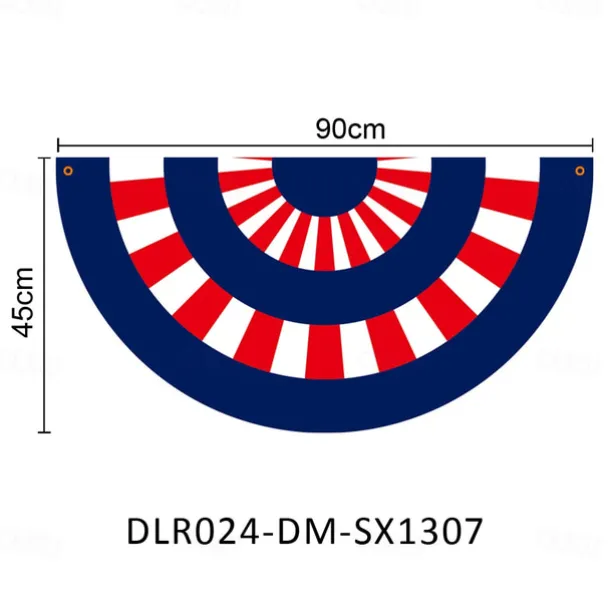 American 4th of July Bunting Flag 3 x1.5 Ft Non-Pleated Fan Flag Banner Eagle Polyester Flag for Holiday Outdoor Hanging Decor Patriotic Memorial Day