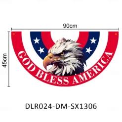 American 4th of July Bunting Flag 3 x1.5 Ft Non-Pleated Fan Flag Banner Eagle Polyester Flag for Holiday Outdoor Hanging Decor Patriotic Memorial Day