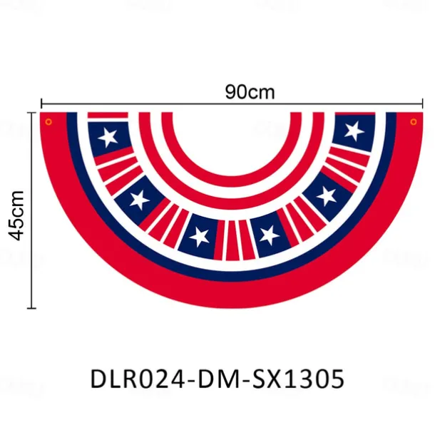 American 4th of July Bunting Flag 3 x1.5 Ft Non-Pleated Fan Flag Banner Eagle Polyester Flag for Holiday Outdoor Hanging Decor Patriotic Memorial Day
