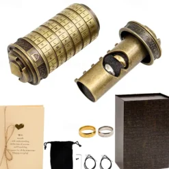 Ancients' Lockbox Puzzle Box,Da Vinci Code Lock in Antique Bronze Perfect Valentine's Day Mother's Day Birthday Gift