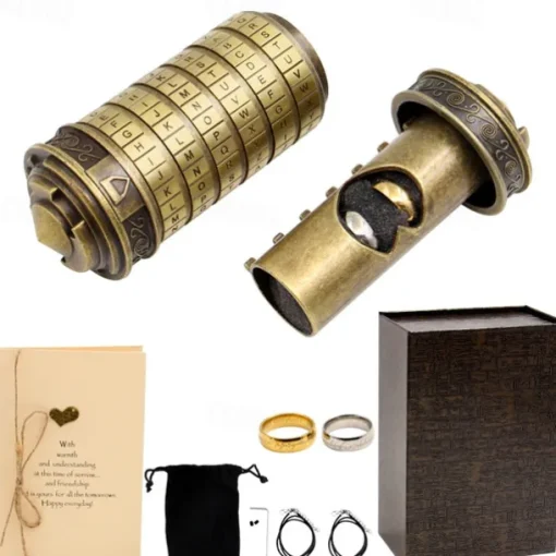 Ancients' Lockbox Puzzle Box,Da Vinci Code Lock in Antique Bronze Perfect Valentine's Day Mother's Day Birthday Gift