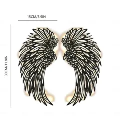Angel Wings Wall Art Decor with Lights, Metal 3D Angel Wings Wall Sculpture Art Indoor Outdoor Wall Hanging for Home Bedroom Living Room Garden Office
