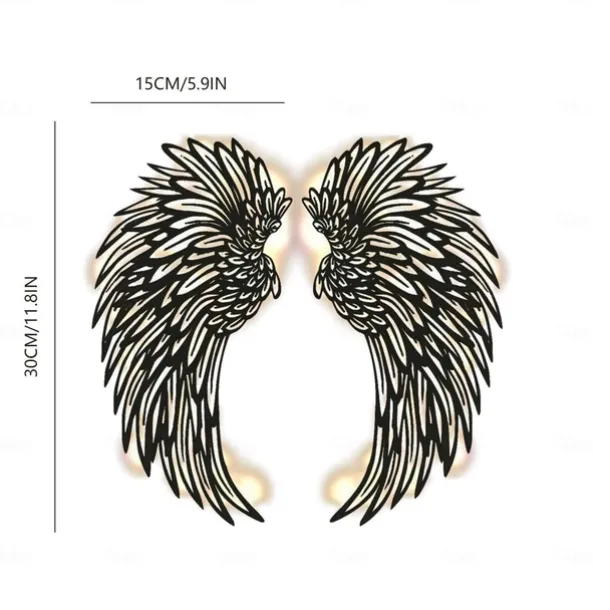 Angel Wings Wall Art Decor with Lights, Metal 3D Angel Wings Wall Sculpture Art Indoor Outdoor Wall Hanging for Home Bedroom Living Room Garden Office