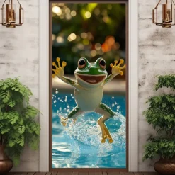 Animal Door Decorations Door Covers Summer Vibe Frog Door Tapestry Door Curtain Decoration Backdrop Indoor/Outdoor Door Banner for Front Door Farmhouse