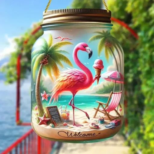 Animal Style 2D Acrylic Decorative Plaque - Acrylic Sign Decoration - Stained Glass Window Hanging Pendant Sun Catcher - Green Forest Landscape Decor - Perfect Tropical Home Decoration
