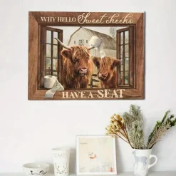 Animal Wall Art Canvas Bathroom Highland Cow Prints and Posters Pictures Decorative Fabric Painting For Living Room Pictures No Frame