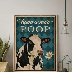 Animal Wall Art Canvas Have a Nice Poop Cow Prints and Posters Pictures Decorative Fabric Painting For Living Room Pictures No Frame