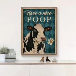 Animal Wall Art Canvas Have a Nice Poop Cow Prints and Posters Pictures Decorative Fabric Painting For Living Room Pictures No Frame