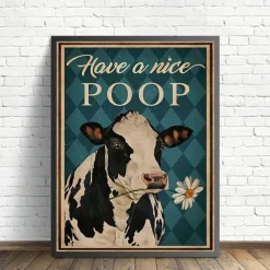 Animal Wall Art Canvas Have a Nice Poop Cow Prints and Posters Pictures Decorative Fabric Painting For Living Room Pictures No Frame