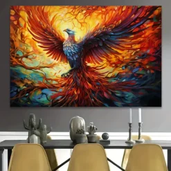 Animals Wall Art Canvas Flaming Phoenix Prints and Posters Pictures Decorative Fabric Painting For Living Room Pictures No Frame