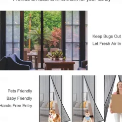 Anti Mosquito Insect Curtain Magnetic Door Screen, Garden Magnetic Fly Insect Door Screen Curtain Mosquito, Ultra Seal Magnets Close Automatically Keep Fresh Air in