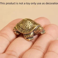 Antique Brass Longevity Turtle Ornament, Auspicious Home Decoration, Small Gift for Tea Pet Lovers