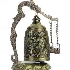 Antique Bronze Dragon Bell - Majestic Feng Shui Decor - Hand-Crafted Metal Ornament for Collectors & Home Aesthetics