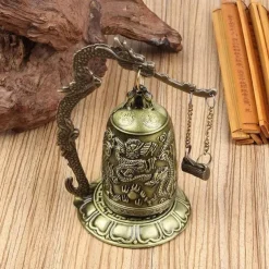 Antique Bronze Dragon Bell - Majestic Feng Shui Decor - Hand-Crafted Metal Ornament for Collectors & Home Aesthetics