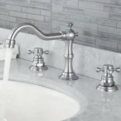 Antique Copper Bathroom Sink Faucet,Widespread Black Widespread Two Handles Three Holes Bath Taps with Hot and Cold Switch