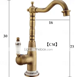 Antique Copper Kitchen Faucet,Golden/Black Single Handle One Hole Electroplated Standard Spout Centerset Antique Design Kitchen Taps with Hot and Cold Water Switch