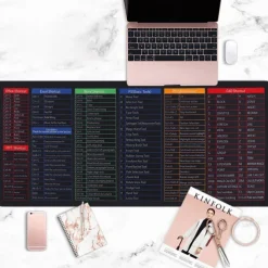 Anti-Slip Keyboard Pad, Quick Key Super Large Keyboard Anti Slip Pads, Keyboard Anti Slip Pads, Shortcuts Mouse Pad Large Water-Proof with Office Software Shortcuts Pattern