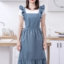 Apron, Kitchen, Household Cooking Special Double-Layer Waterproof and Oil Proof Fabric, Cute Princess Style Women's Apron
