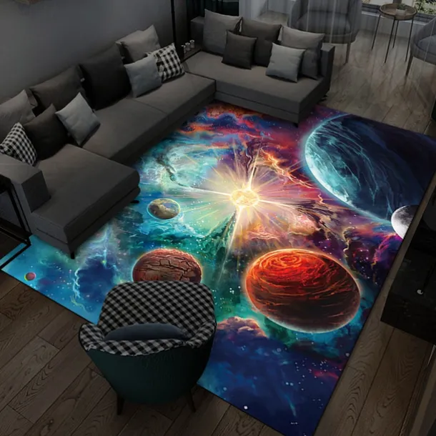 Area Rug Educational Outer Space Universe Planet Floor Rugs Living Room Home Decor, Carpets Area Mats for Kids Boys Girls Bedroom