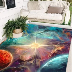 Area Rug Educational Outer Space Universe Planet Floor Rugs Living Room Home Decor, Carpets Area Mats for Kids Boys Girls Bedroom