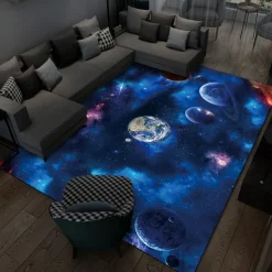 Area Rug Educational Outer Space Universe Planet Floor Rugs Living Room Home Decor, Carpets Area Mats for Kids Boys Girls Bedroom
