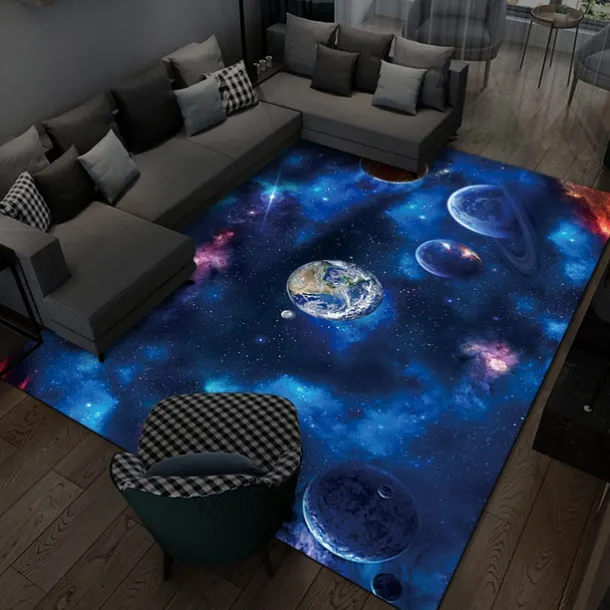 Area Rug Educational Outer Space Universe Planet Floor Rugs Living Room Home Decor, Carpets Area Mats for Kids Boys Girls Bedroom