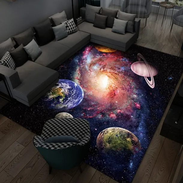Area Rug Educational Outer Space Universe Planet Floor Rugs Living Room Home Decor, Carpets Area Mats for Kids Boys Girls Bedroom
