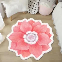 Area Rugs Flower Shaped Rugs Simple 3D Big Flower Carpet Washable Floor Mats