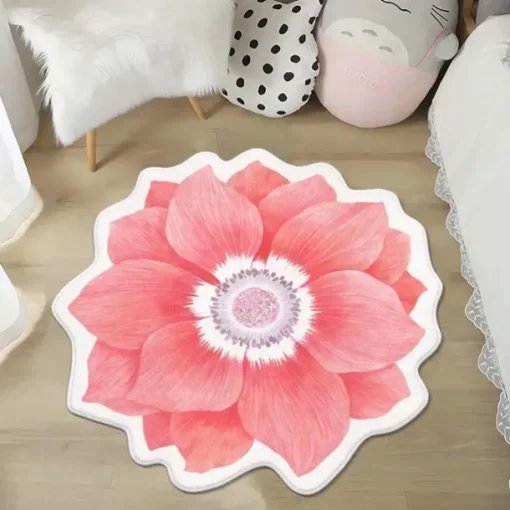 Area Rugs Flower Shaped Rugs Simple 3D Big Flower Carpet Washable Floor Mats