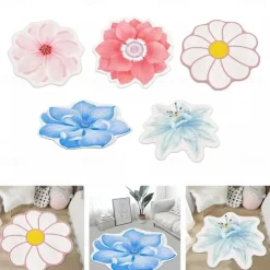 Area Rugs Flower Shaped Rugs Simple 3D Big Flower Carpet Washable Floor Mats