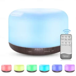 Aromatherapy Essential Oil Home Diffuser with Remote Control, 300ML Large Room Cool Mist Air Humidifier, 8 Hours Quiet Operation, Timer, 7 Colors LED Night Night, Suitable Home, Yoga