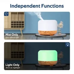 Aromatherapy Essential Oil Home Diffuser with Remote Control, 300ML Large Room Cool Mist Air Humidifier, 8 Hours Quiet Operation, Timer, 7 Colors LED Night Night, Suitable Home, Yoga