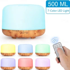 Aromatherapy Essential Oil Home Diffuser with Remote Control, 300ML Large Room Cool Mist Air Humidifier, 8 Hours Quiet Operation, Timer, 7 Colors LED Night Night, Suitable Home, Yoga