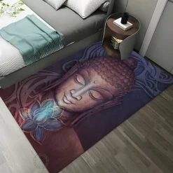Art Buddha Boho Area Rug Non Slip Floor Mat Bedside Livingroom Bedroom Indoor Outdoor