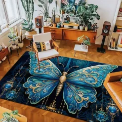 Art Butterfly Area Rug Kitchen Mat Non-Slip Oil Proof Floor Mat Livingroom Rug Indoor Outdoor Mat Bedroom Decor Bathroom Mat Entrance Rug Door Mat