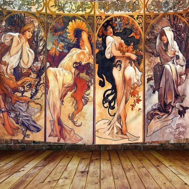 Art Nouveau Lady Hanging Tapestry Victoria Wall Art Decor Photograph Backdrop Blanket Curtain Home Bedroom Living Room Decoration