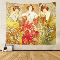 Art Nouveau Lady Hanging Tapestry Victoria Wall Art Decor Photograph Backdrop Blanket Curtain Home Bedroom Living Room Decoration