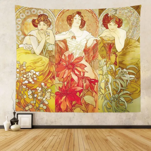 Art Nouveau Lady Hanging Tapestry Victoria Wall Art Decor Photograph Backdrop Blanket Curtain Home Bedroom Living Room Decoration