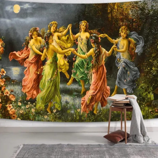 Art Nouveau Lady Hanging Tapestry Victoria Wall Art Decor Photograph Backdrop Blanket Curtain Home Bedroom Living Room Decoration