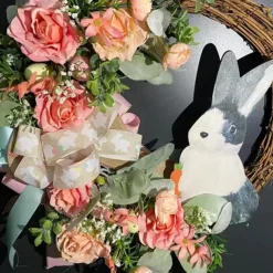Artificial Easter Wreath Rabbit Wreath with Pastel Eggs and Mixed Twigs Spring Wreath for Front Door Bunny Wreath for Easter Decorations
