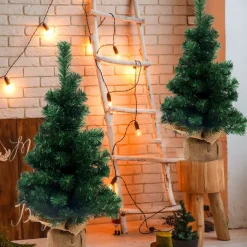 Artificial Mini Christmas Tree, Miniature Artificial Holiday Christmas Pine Tree with Cloth Bag Base for Home Office Christmas Party Desktop Tabletop Ornaments Decoration