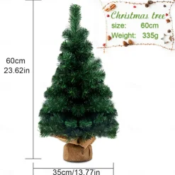Artificial Mini Christmas Tree, Miniature Artificial Holiday Christmas Pine Tree with Cloth Bag Base for Home Office Christmas Party Desktop Tabletop Ornaments Decoration