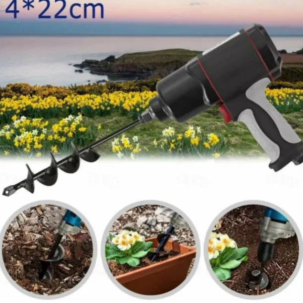 Auger Drill Bit Garden Spiral Hole Drill,Easy Planter Bulb & Bedding Plant Augers -Earth Auger Bit Post Or Umbrella Hole Digger For 3/8" Hex Drive Drill