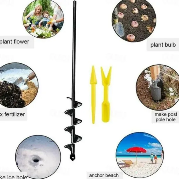 Auger Drill Bit Garden Spiral Hole Drill,Easy Planter Bulb & Bedding Plant Augers -Earth Auger Bit Post Or Umbrella Hole Digger For 3/8" Hex Drive Drill