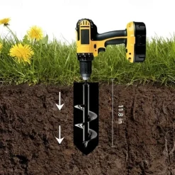 Auger Drill Bit Garden Spiral Hole Drill,Easy Planter Bulb & Bedding Plant Augers -Earth Auger Bit Post Or Umbrella Hole Digger For 3/8