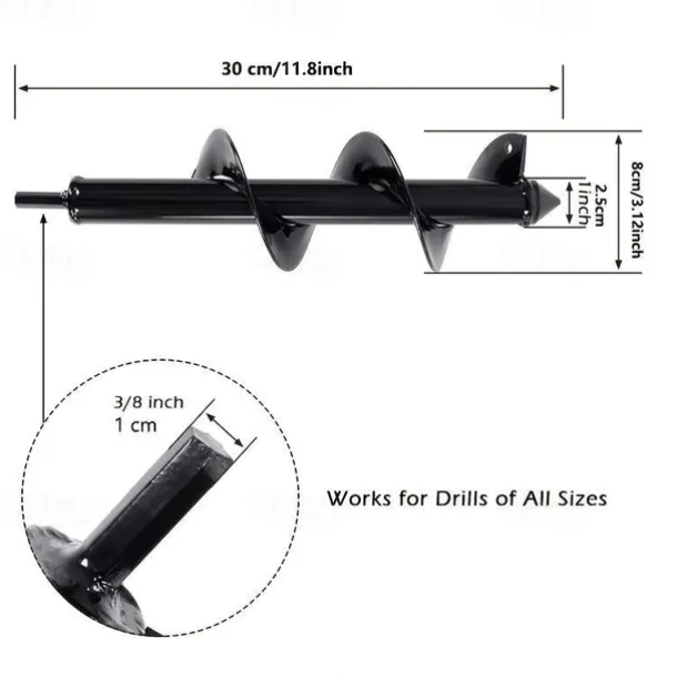 Auger Drill Bit Garden Spiral Hole Drill,Easy Planter Bulb & Bedding Plant Augers -Earth Auger Bit Post Or Umbrella Hole Digger For 3/8" Hex Drive Drill