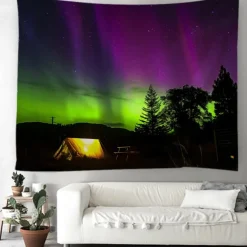 Aurora Northern Lights Hanging Tapestry Wall Art Large Tapestry Mural Decor Photograph Backdrop Blanket Curtain Home Bedroom Living Room Decoration