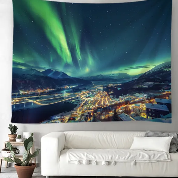 Aurora Northern Lights Hanging Tapestry Wall Art Large Tapestry Mural Decor Photograph Backdrop Blanket Curtain Home Bedroom Living Room Decoration