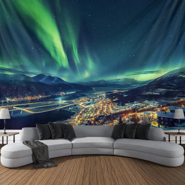 Aurora Northern Lights Hanging Tapestry Wall Art Large Tapestry Mural Decor Photograph Backdrop Blanket Curtain Home Bedroom Living Room Decoration