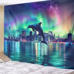 Aurora Northern Lights Hanging Tapestry Wall Art Large Tapestry Mural Decor Photograph Backdrop Blanket Curtain Home Bedroom Living Room Decoration